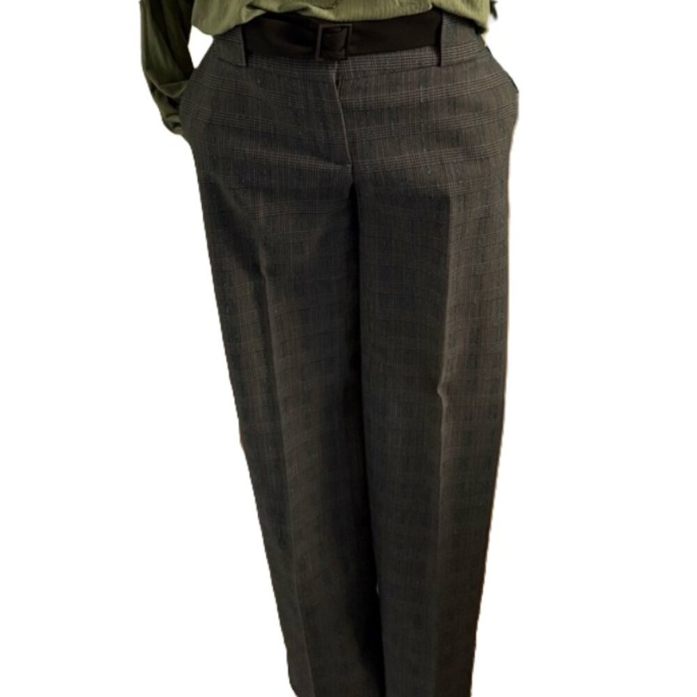 Womyn Gray Plaid Trousers - Picture 3 of 12